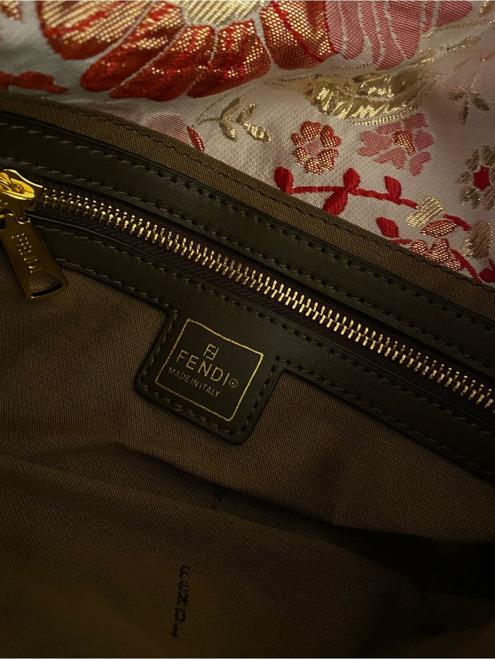 Inspired Floral Pink Embroidered Shoulder Bag with Gold Hardware - Picture 7 of 9